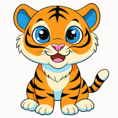 Little cute tiger cartoon character
