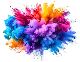 Vibrant explosion of colorful ink in a swirling cloud