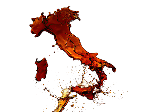 Abstract depiction of Italy, vibrant colors, fiery texture,  geographical form