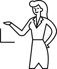 abstract line art businesswoman giving presentation illustration on transparent