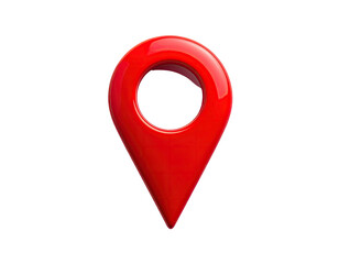 Red glossy map marker on black background
