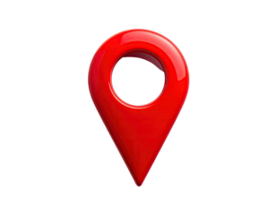 Red glossy map marker on black background