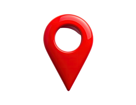Red glossy map marker on black background