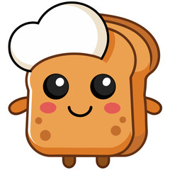 Cute bread chef waving hand cartoon vector icon illustration food object icon concept isolated flat