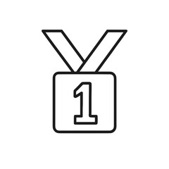 Fototapeta premium First place medal icon in minimalist style, black and white, achievement concept