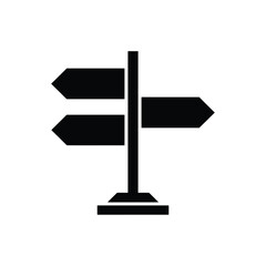 Black silhouette of a directional signpost with multiple arrows