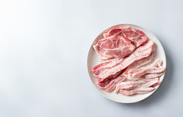 Raw pork from various parts