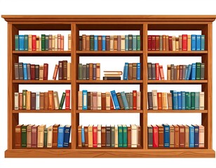 Wooden Bookcase Filled with Books