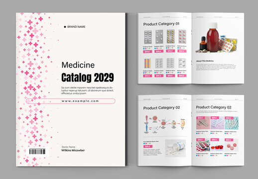 Modern Medicine Catalog Brochure Template with Medical Product Layout