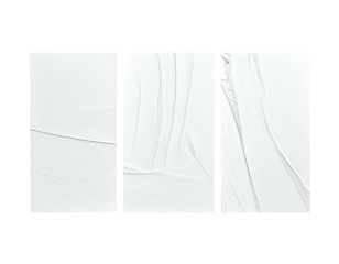 Three white panels, abstract paint strokes