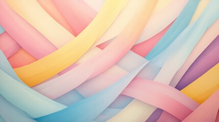 Vibrant pastel ribbons flow creating a soft, dreamy abstract background design