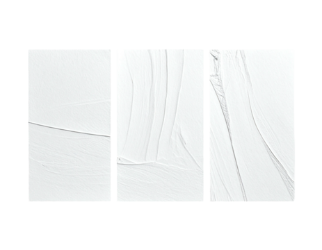 Three white panels, abstract paint strokes