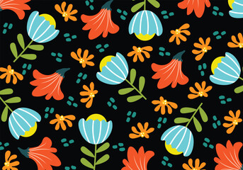 Beautiful floral pattern in small abstract flowers. Small colorful flowers. White background. Floral seamless background.