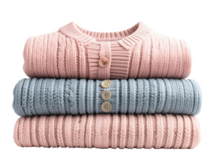Stacked, ribbed, pastel-colored cardigans