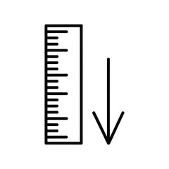 Ruler with downward arrow indicating measurement decrease