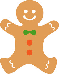 Obraz premium Cute Gingerbread Man Cookie Vector Illustration, Flat Design, Isolated