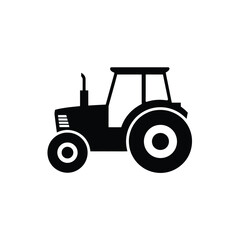 Simple black silhouette of a farm tractor