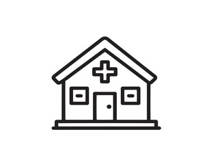 Creative Healthcare Clinic Building Outline Vector Icon
