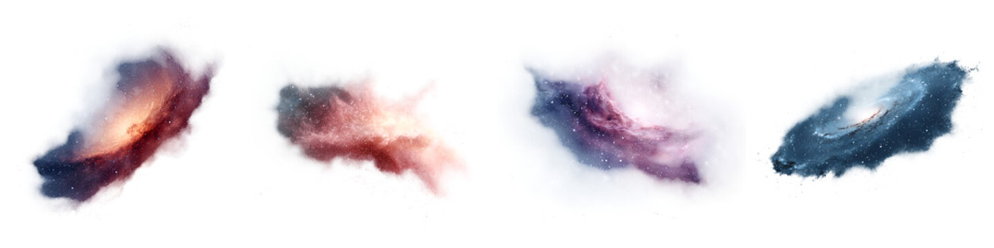 Cosmic Nebula Collection: Abstract Galaxy Clouds on White