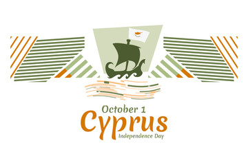 October 1, Independence day of Cyprus vector illustration. Suitable for greeting card, poster and banner.