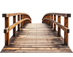 Wooden arch bridge spanning a void