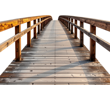 Wooden bridge walkway extending into the distance