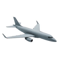 Obraz premium Gray jet plane in mid-flight, isolated against black. Minimalist design