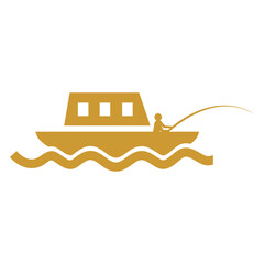 Obraz premium Icon Fishing boat gold_1