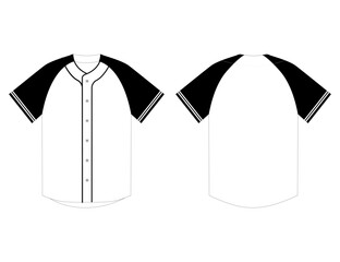Baseball jersey template black white raglan style