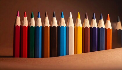 Colored pencils in a row