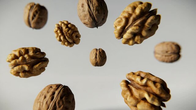 Collection of different nut types in a close-up view with blurred background.