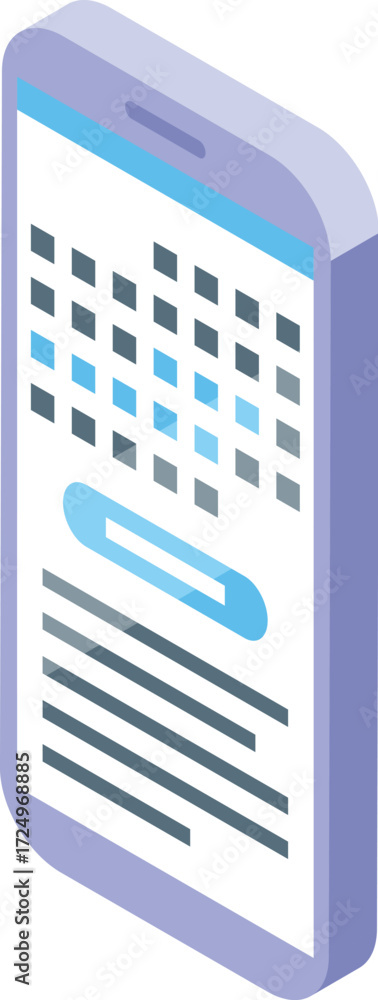 Poster mobile phone displaying search bar, pixelated graphic, and lines of text, representing online search