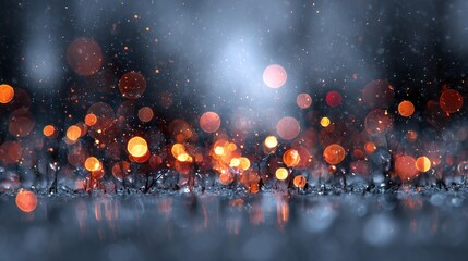 Blurred circular night bokeh lights on dark abstract background with soft defocused glowing orbs ideal for festive designs web banners social media headers elegant overlays and ample copy space