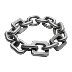 Fototapeta premium Silver chain link pattern, interlocking square metal loops on black