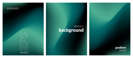 Abstract liquid background set. Gradient mesh. Effect dark color blend. Blurred fluid colorful mix. Modern design template for web covers, ad banners, posters, brochures, flyers. Vector image EPS