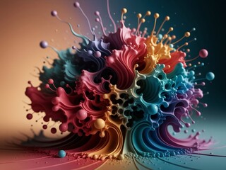 Colorful Paint Splash Explosion Abstract Art Vibrant Colors.