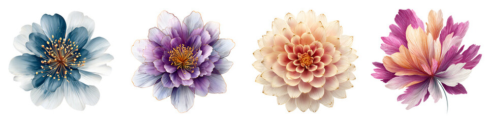 Fototapeta premium Watercolor Flower Set - Delicate Floral Arrangement