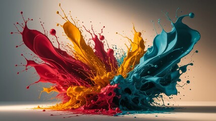 Colorful paint explosion abstract art vibrant splash design.