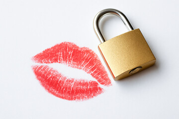 비밀, 시크릿, 무거운입, 자물쇠, 입술