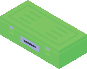Isometric toolbox in vibrant green symbolizing construction, repair, and handyman tools