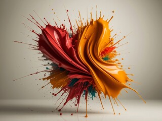 Colorful paint splash heart shape on a neutral background.