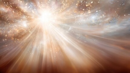 Ethereal Light Burst in Cosmic Space with Radiant Flare and Soft Bokeh Effect, Suitable for Backgrounds, Dreams, and Inspirational Themes