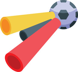 Plastic trumpets making noise celebrating a soccer goal, supporting favorite football team © ylivdesign