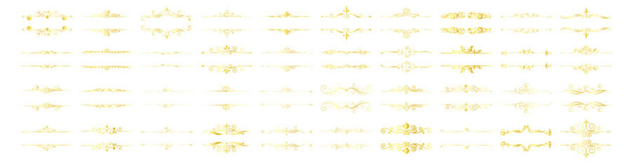 Vintage border elements set. Decorative divider collection with floral ornaments, arrows and laurels. Classic and ethnic embroidery style design on transparent background