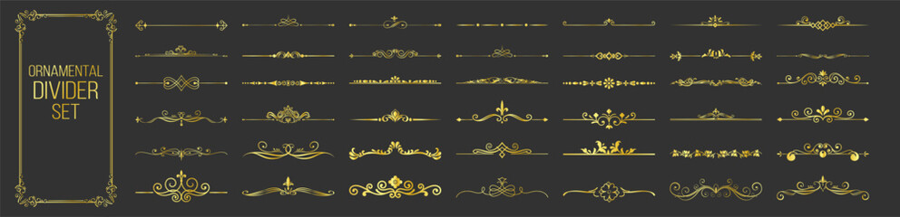 Vintage border elements set. Decorative divider collection with floral ornaments, arrows and laurels. Classic and ethnic embroidery style design on transparent background