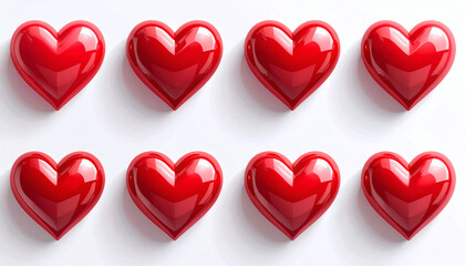 Valentine’s Day love symbol with 3D rotating hearts, realistic romantic emoji, red heart icon, animated love decoration, romantic heart graphic