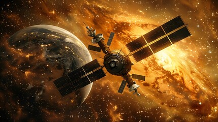 Space Station Orbiting a Majestic Gas Giant