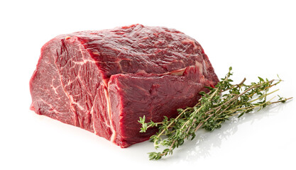 fresh raw beef meat with thyme