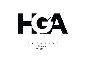 HGA Creative Minimalistic Negative Space Latter Logo with Modern Monogram for Branding and Business Letter mark Logo with Initial Letters Logo Design for Branding.	