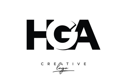 HGA Creative Minimalistic Negative Space Latter Logo with Modern Monogram for Branding and Business Letter mark Logo with Initial Letters Logo Design for Branding.	